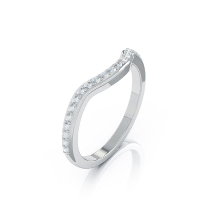 Curved Wave 0.25Ct Diamond Ring in 14K Gold