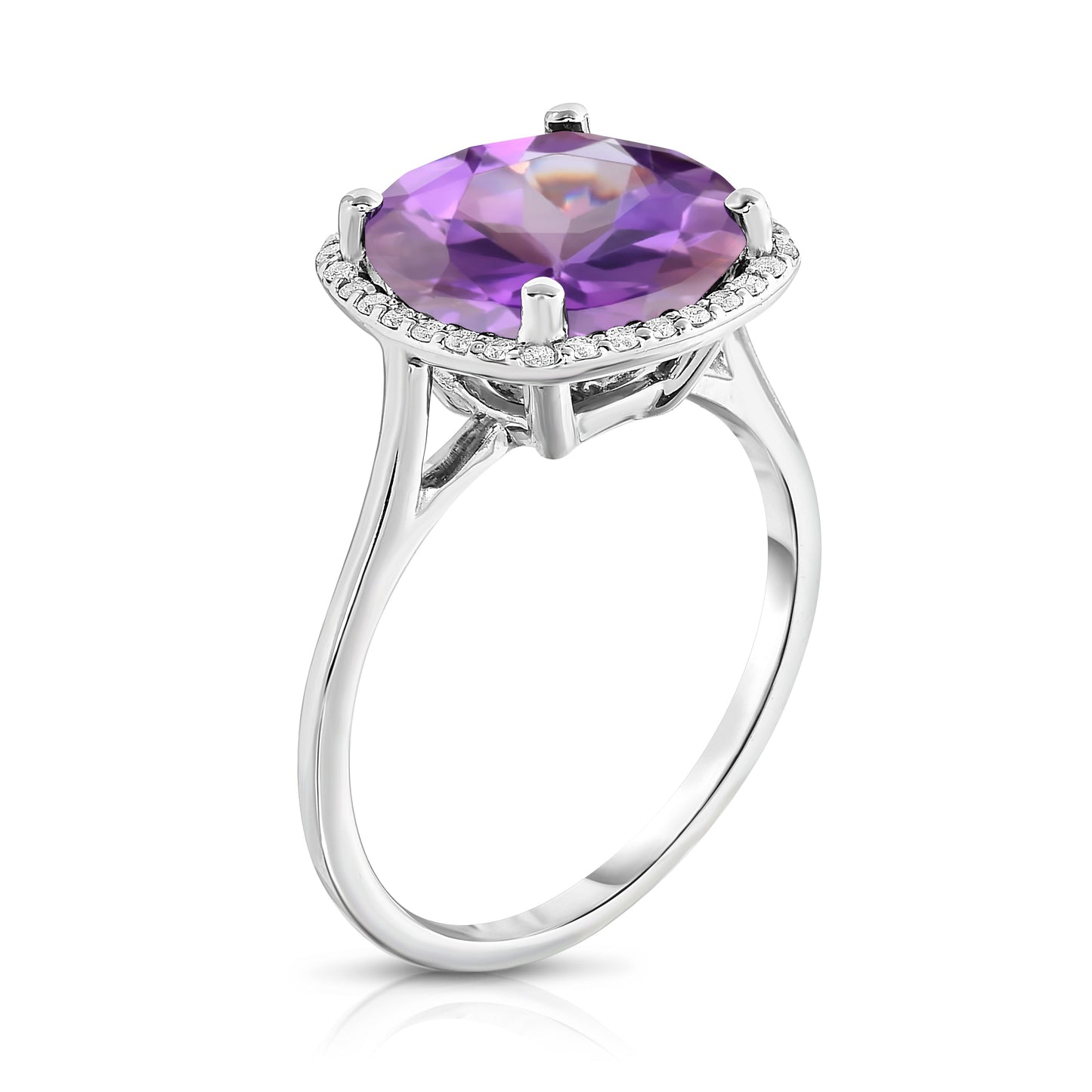 11MM Gemstone and 0.18Ct Diamond Ring  in 14K Gold