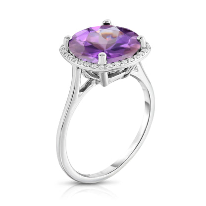 11MM Gemstone and 0.18Ct Diamond Ring  in 14K Gold