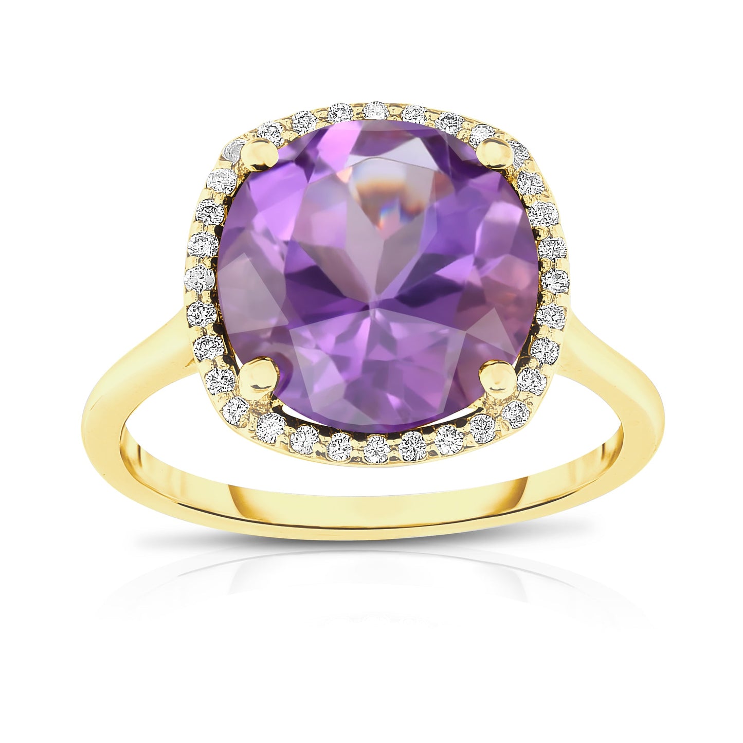 11MM Gemstone and 0.18Ct Diamond Ring  in 14K Gold