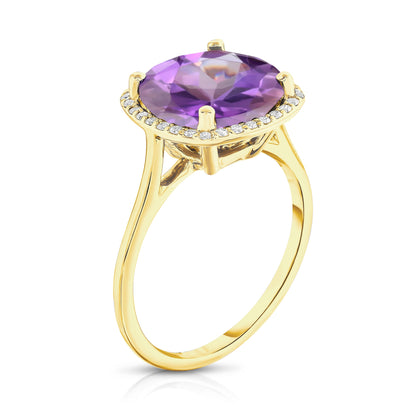 11MM Gemstone and 0.18Ct Diamond Ring  in 14K Gold