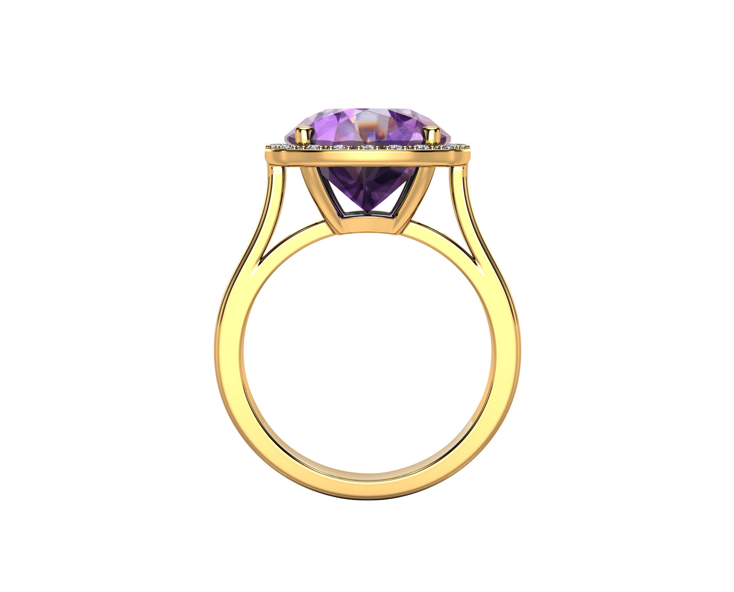 11MM Gemstone and 0.18Ct Diamond Ring  in 14K Gold
