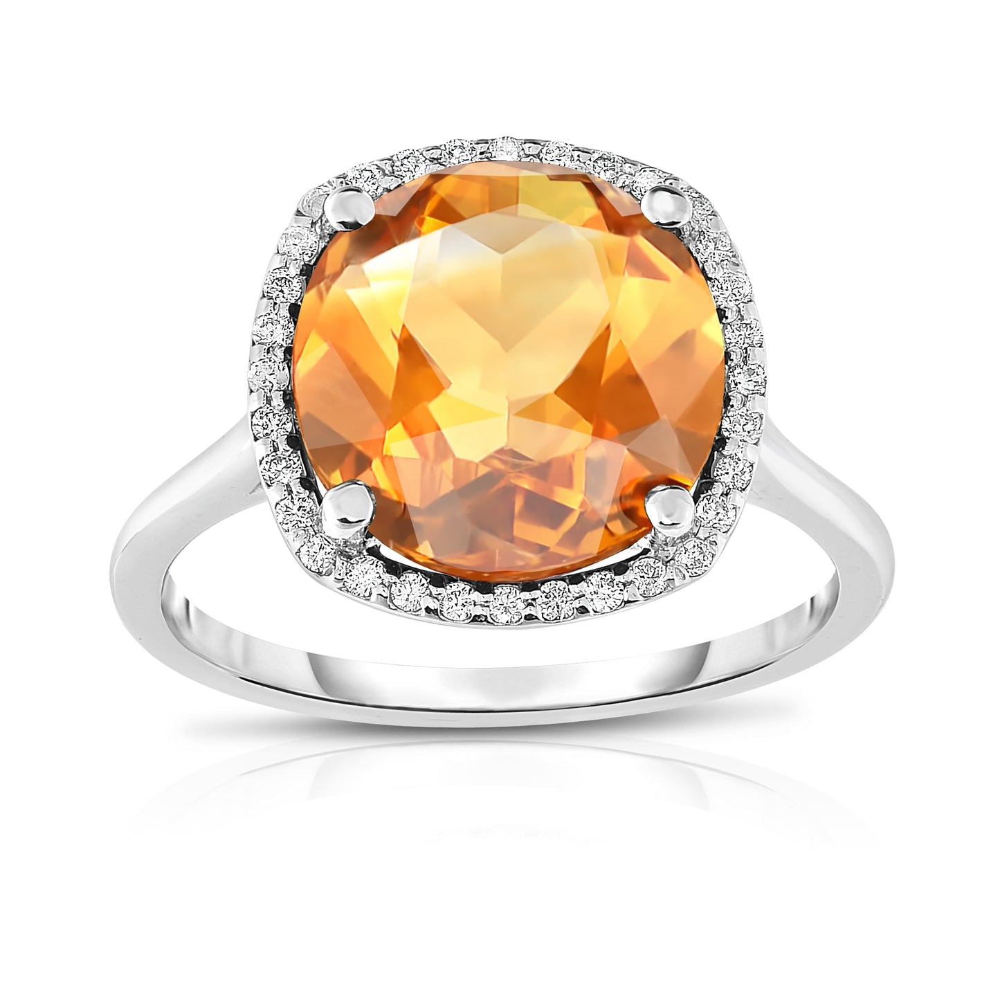 11MM Gemstone and 0.18Ct Diamond Ring  in 14K Gold