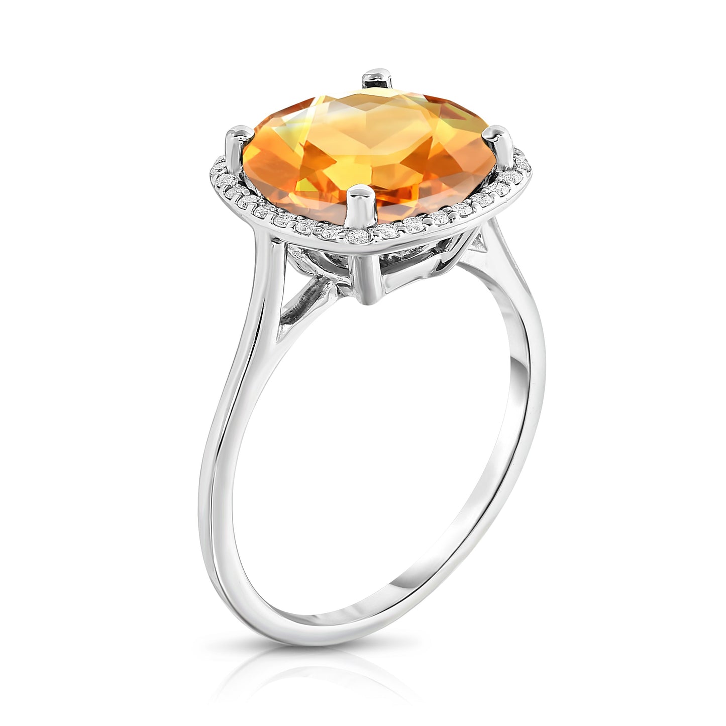11MM Gemstone and 0.18Ct Diamond Ring  in 14K Gold