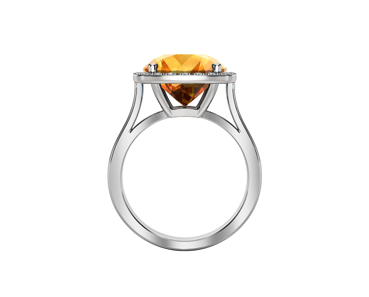 11MM Gemstone and 0.18Ct Diamond Ring  in 14K Gold
