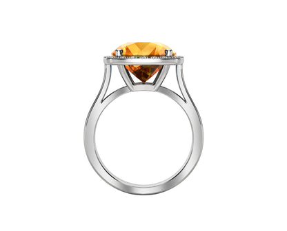 11MM Gemstone and 0.18Ct Diamond Ring  in 14K Gold