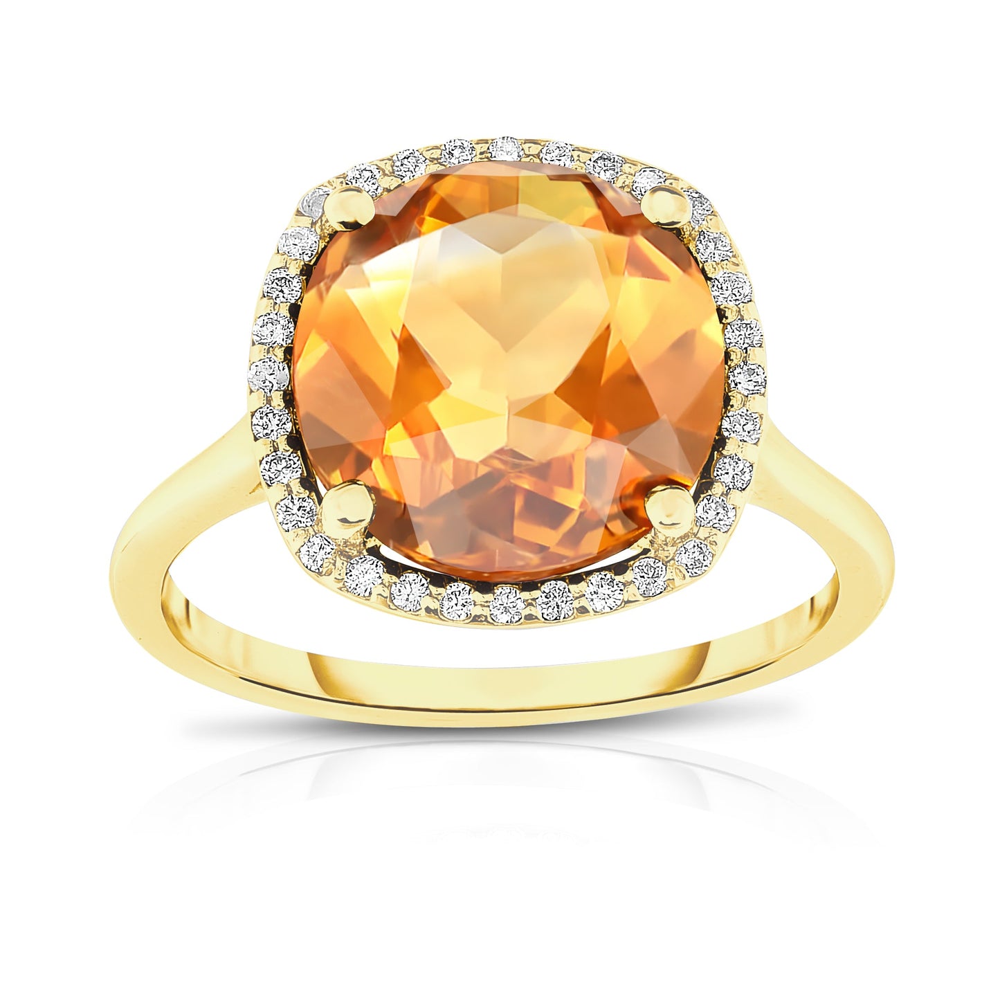 11MM Gemstone and 0.18Ct Diamond Ring  in 14K Gold