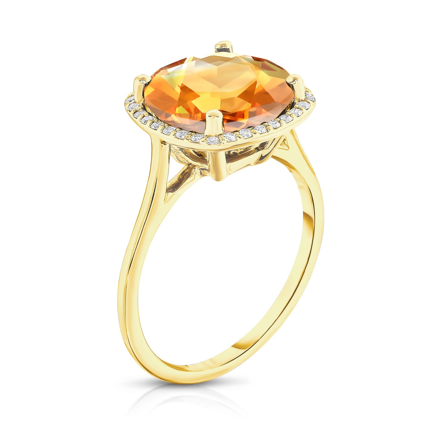 11MM Gemstone and 0.18Ct Diamond Ring  in 14K Gold