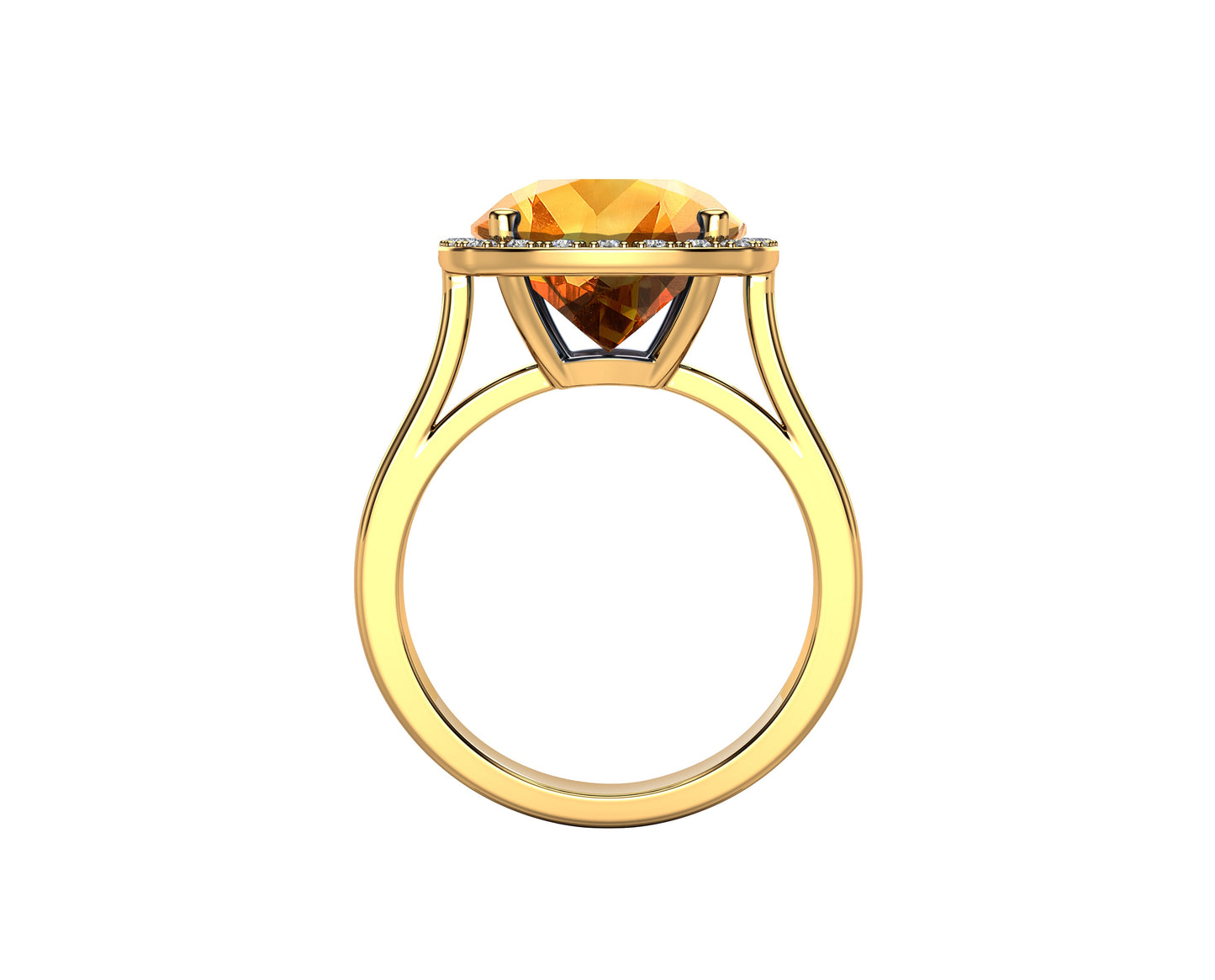 11MM Gemstone and 0.18Ct Diamond Ring  in 14K Gold