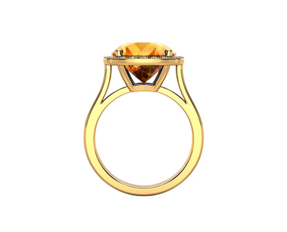 11MM Gemstone and 0.18Ct Diamond Ring  in 14K Gold