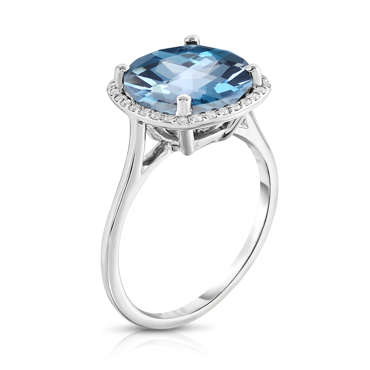 11MM Gemstone and 0.18Ct Diamond Ring  in 14K Gold