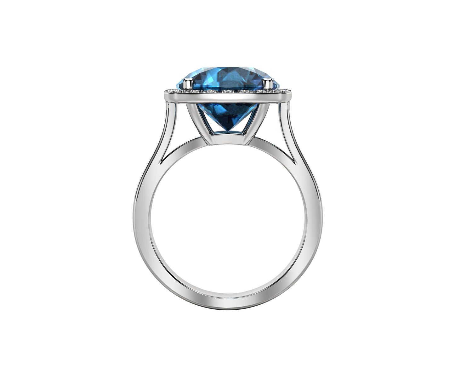 11MM Gemstone and 0.18Ct Diamond Ring  in 14K Gold