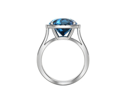 11MM Gemstone and 0.18Ct Diamond Ring  in 14K Gold