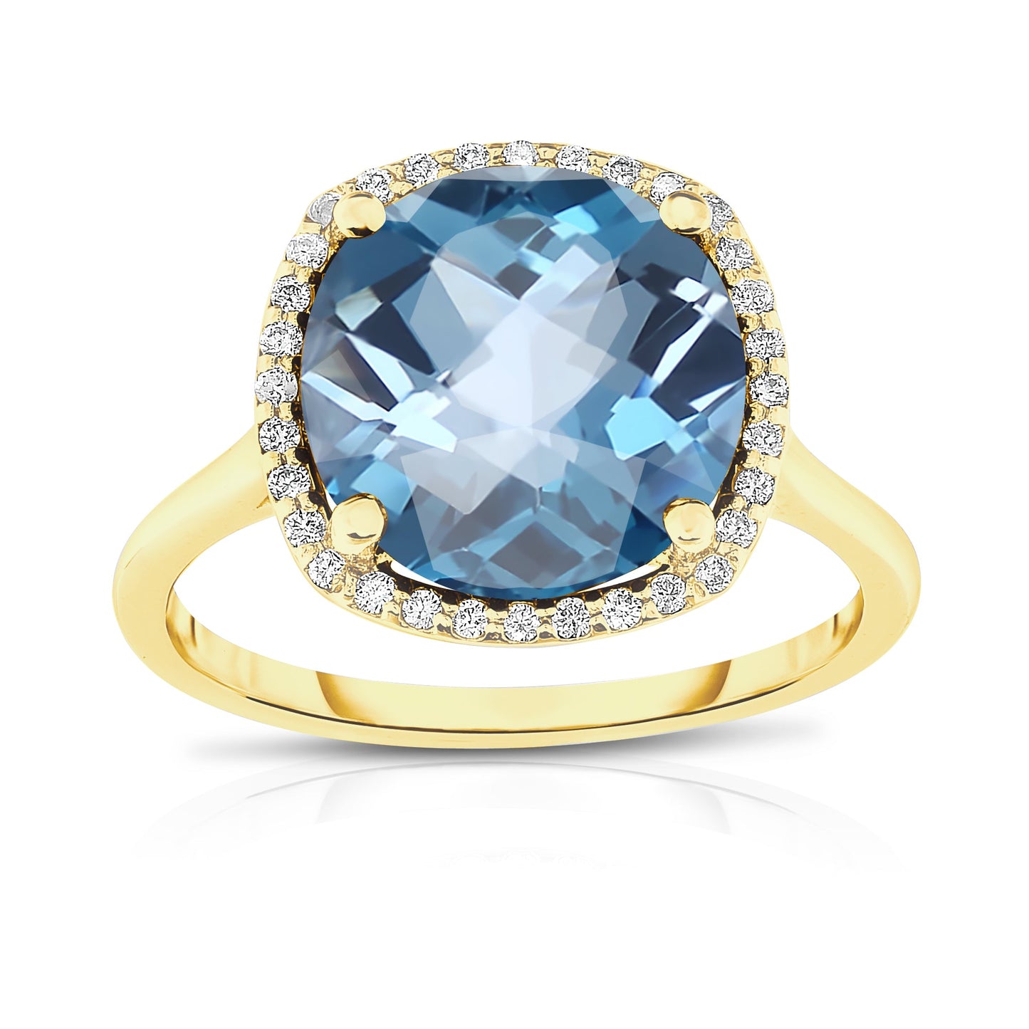 11MM Gemstone and 0.18Ct Diamond Ring  in 14K Gold