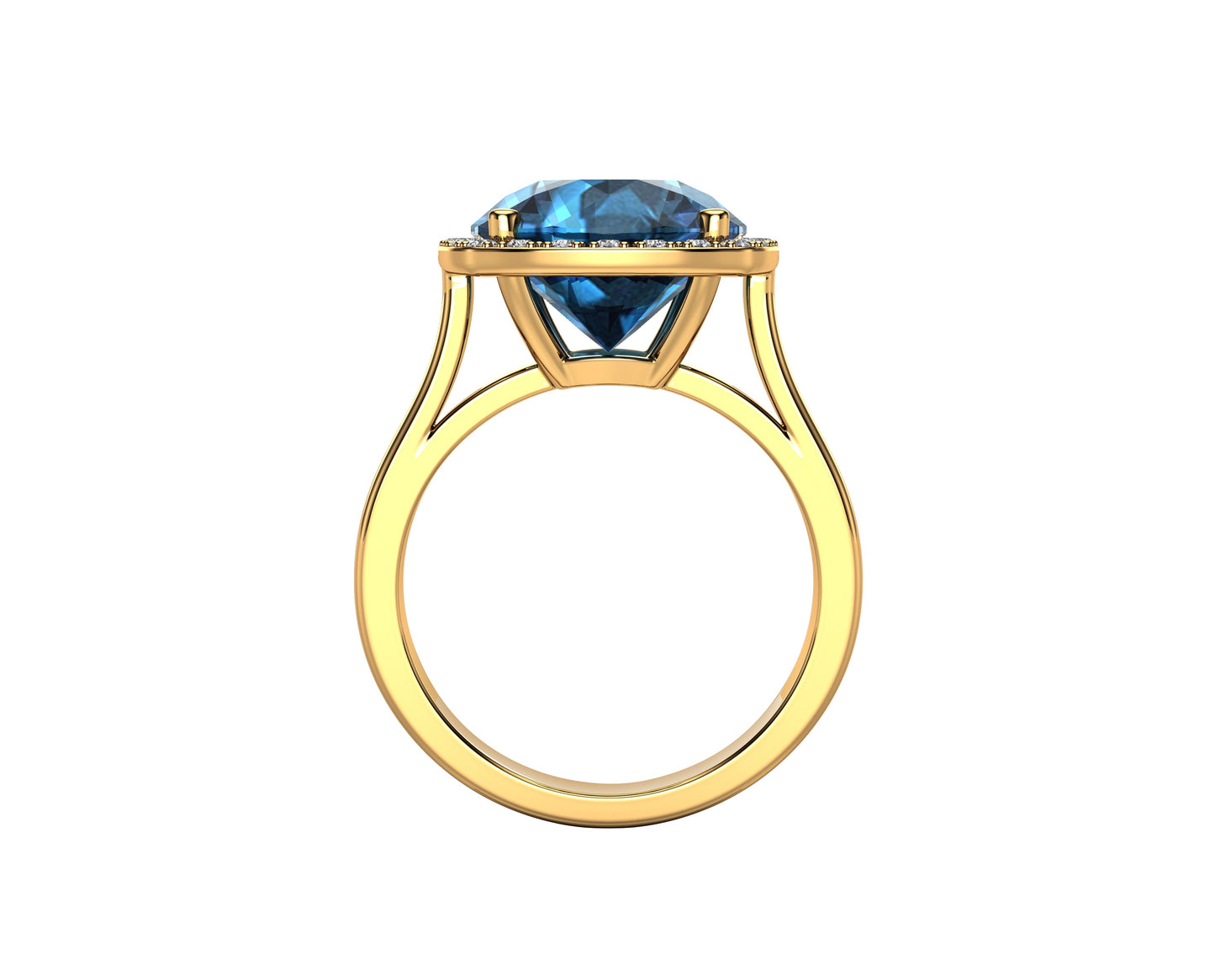 11MM Gemstone and 0.18Ct Diamond Ring  in 14K Gold