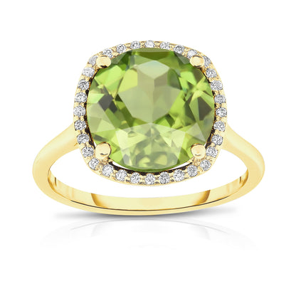 11MM Gemstone and 0.18Ct Diamond Ring  in 14K Gold