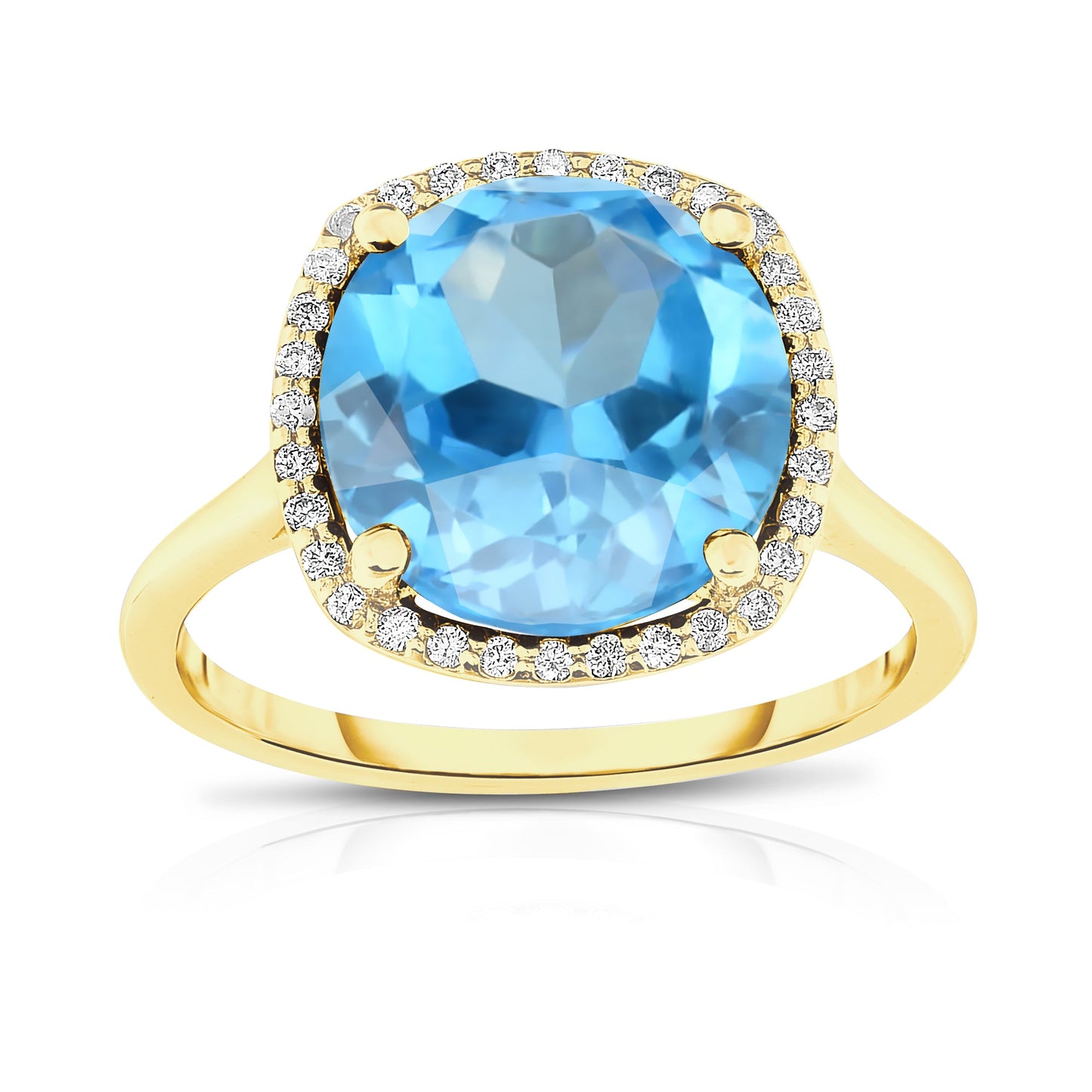 11MM Gemstone and 0.18Ct Diamond Ring  in 14K Gold
