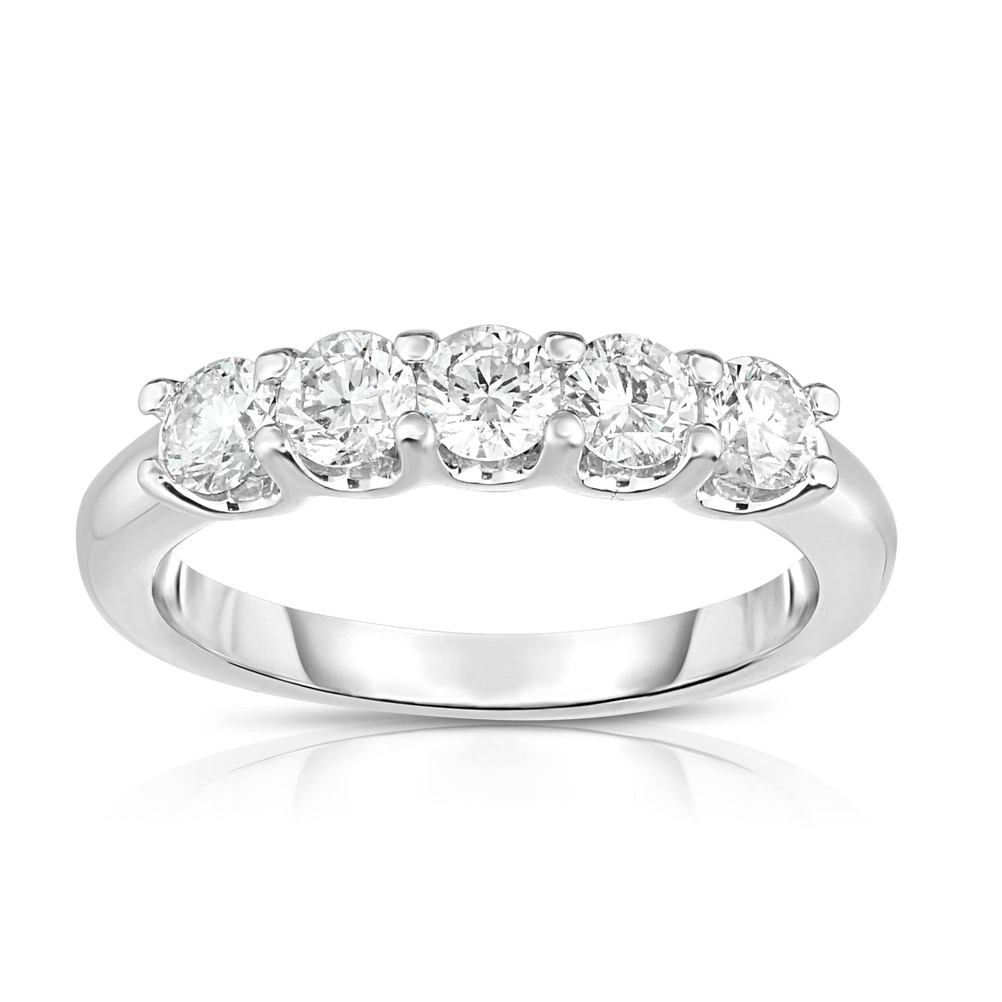5-Stone 0.90Ct Diamond Ring in 14K White Gold