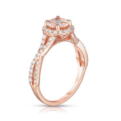 0.45Ct Morganite & Diamond Engagement Ring in 14K Rose Gold