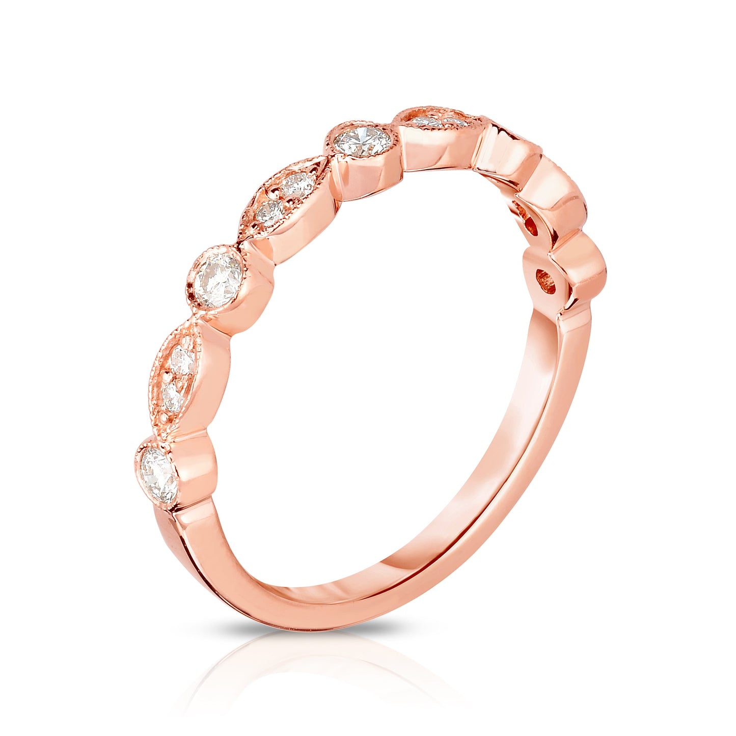 0.25Ct Diamond Stackable Milligrain Ring in 14K Gold
