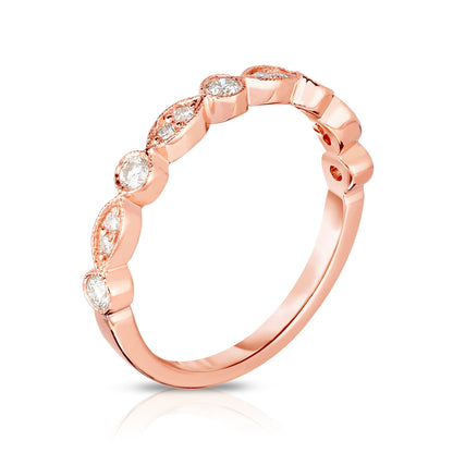 0.25Ct Diamond Stackable Milligrain Ring in 14K Gold