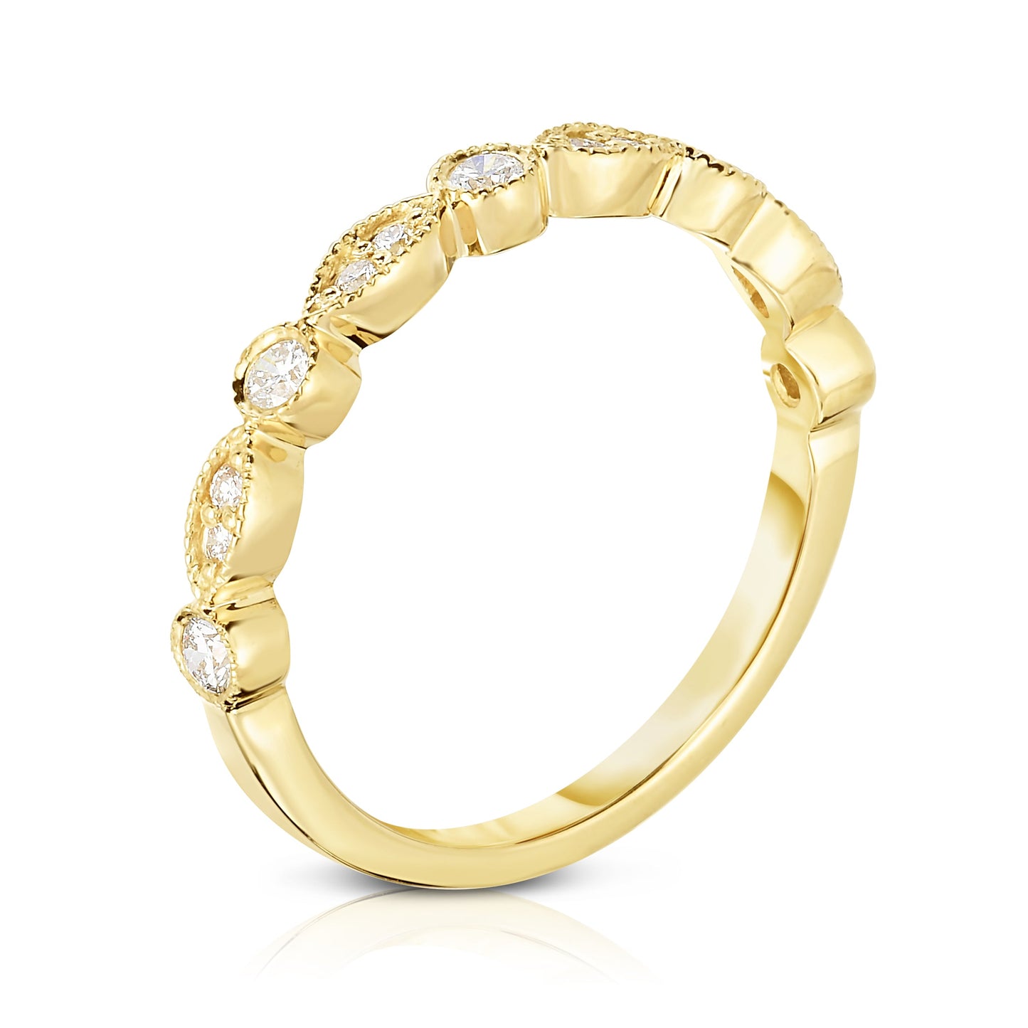 0.25Ct Diamond Stackable Milligrain Ring in 14K Gold