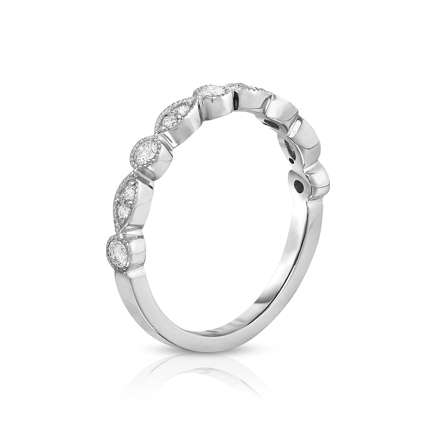 0.25Ct Diamond Stackable Milligrain Ring in 14K Gold