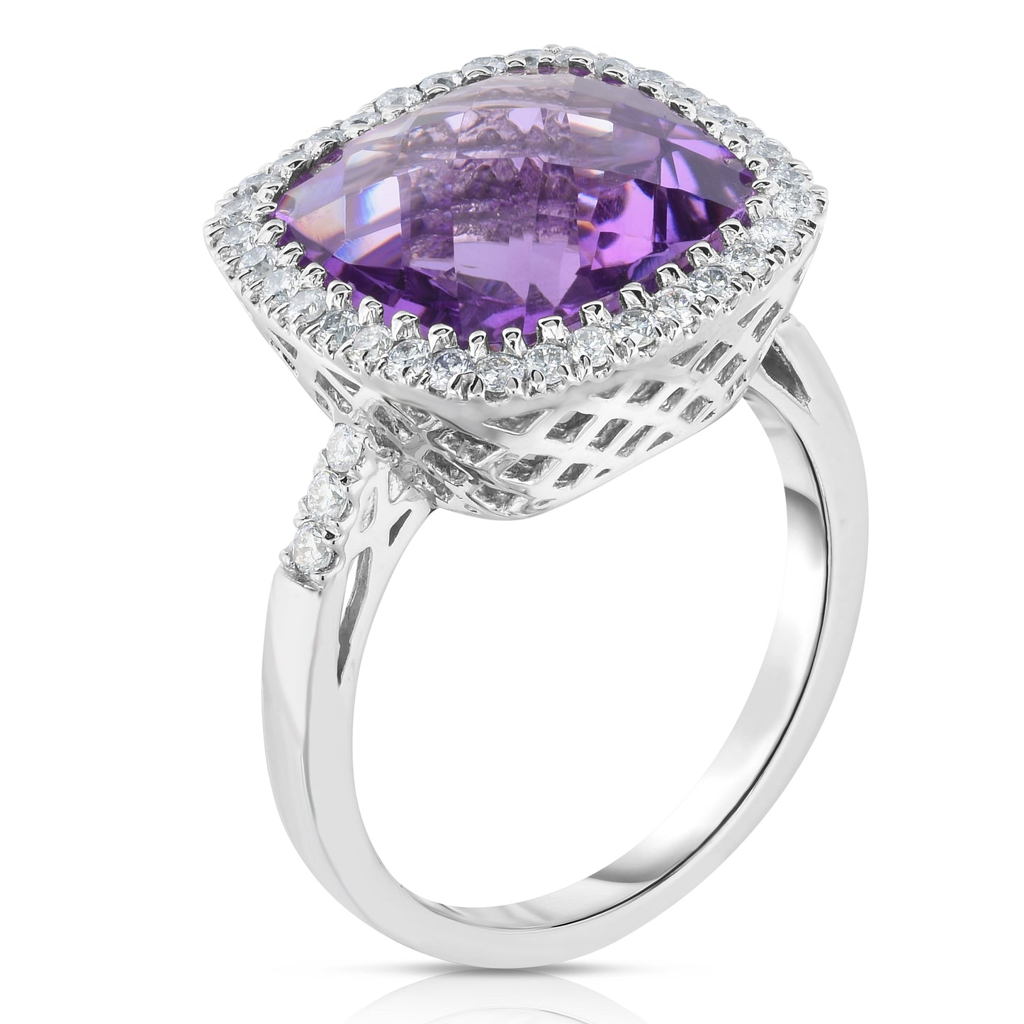 Cushion Cut Gemstone and 0.45Ct Diamond Cocktail Ring in 14K Gold