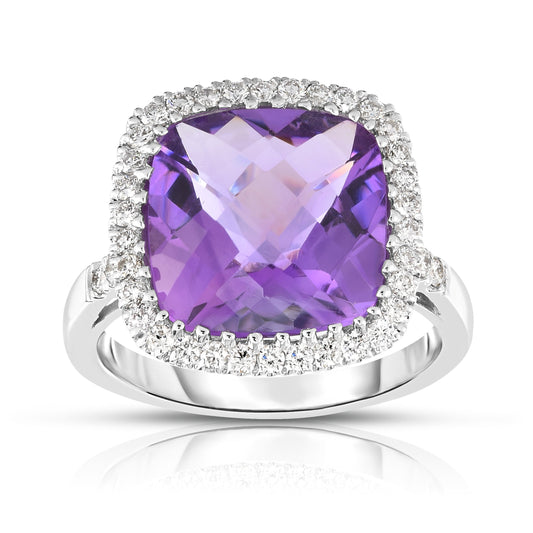 Cushion Cut Gemstone and 0.45Ct Diamond Cocktail Ring in 14K Gold