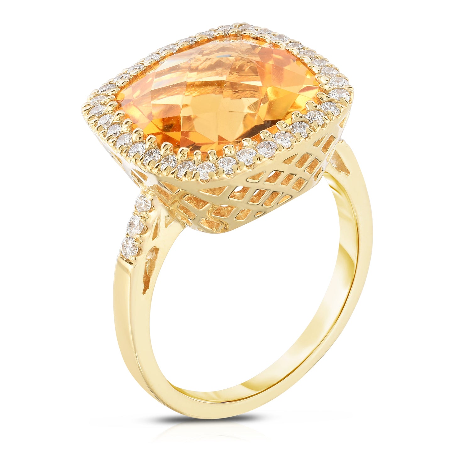 Cushion Cut Gemstone and 0.45Ct Diamond Cocktail Ring in 14K Gold