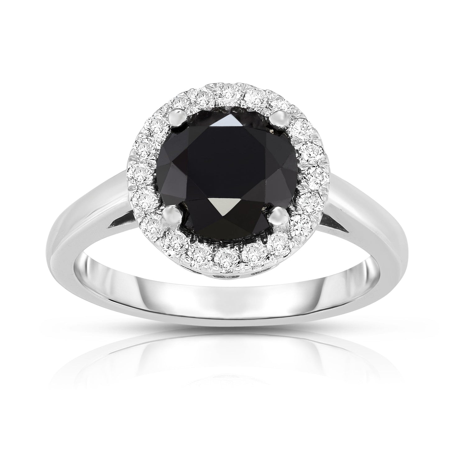 2.84Cttw Black and White Diamond Ring in 14K White Gold