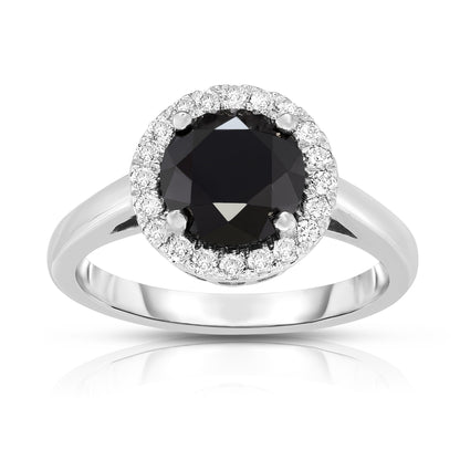 2.84Cttw Black and White Diamond Ring in 14K White Gold
