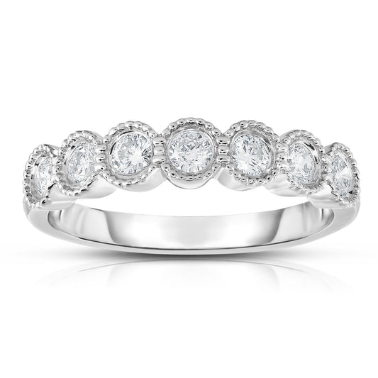 7-Stone 0.45Ct Diamond Milligrain Ring in 14K Gold