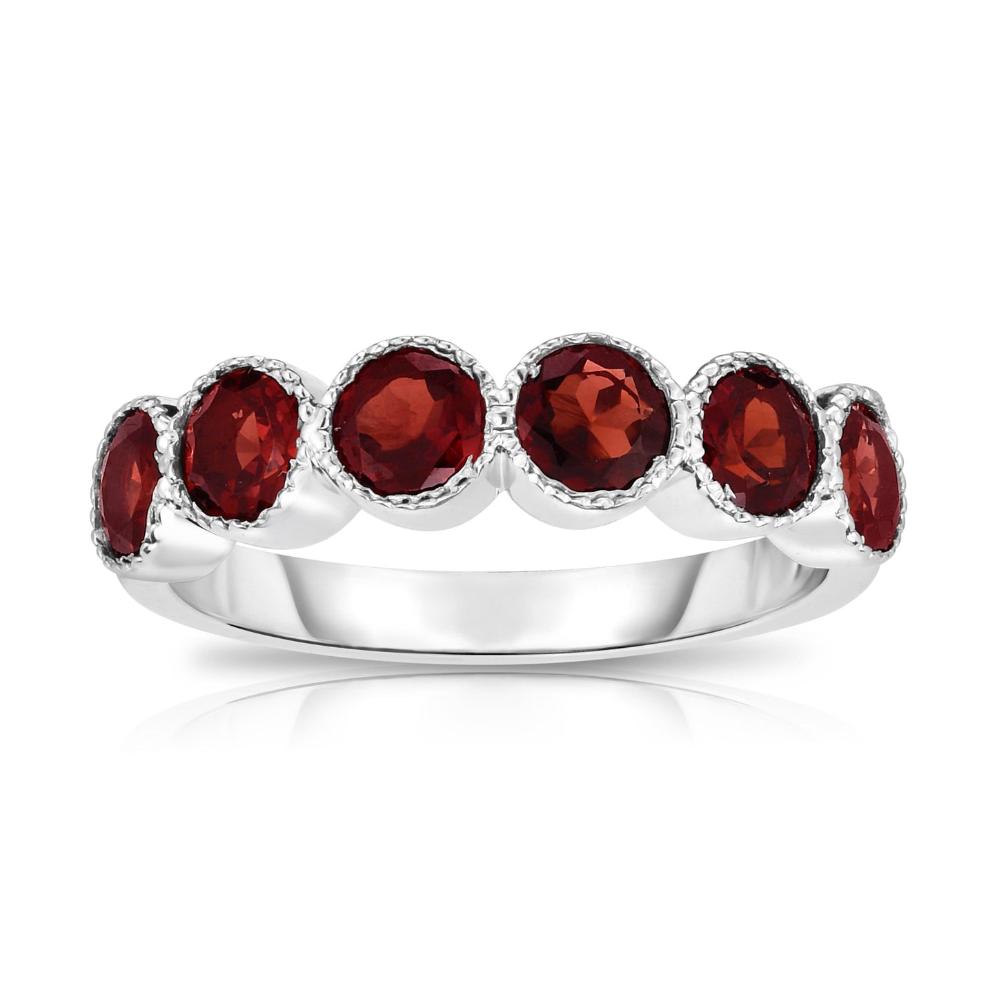 6-Stone Bezel 4.5MM Gemstone Ring in 14K White Gold