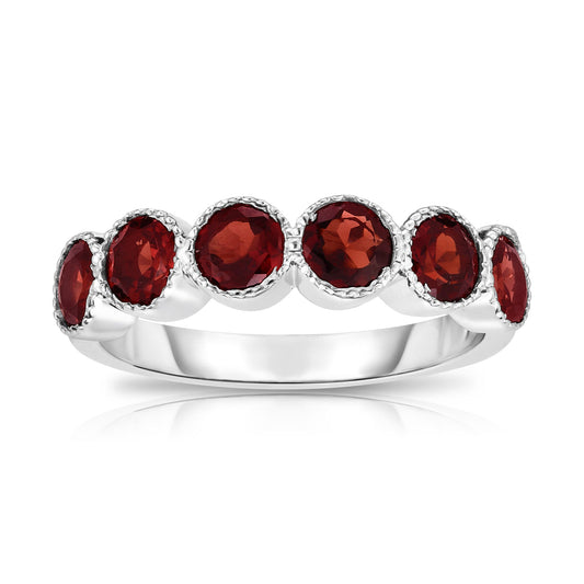 6-Stone Bezel 4.5MM Gemstone Ring in 14K White Gold