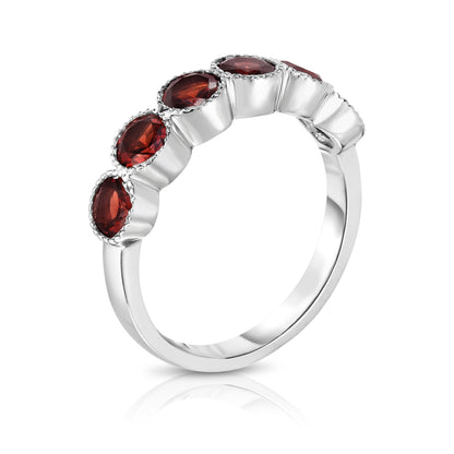 6-Stone Bezel 4.5MM Gemstone Ring in 14K White Gold