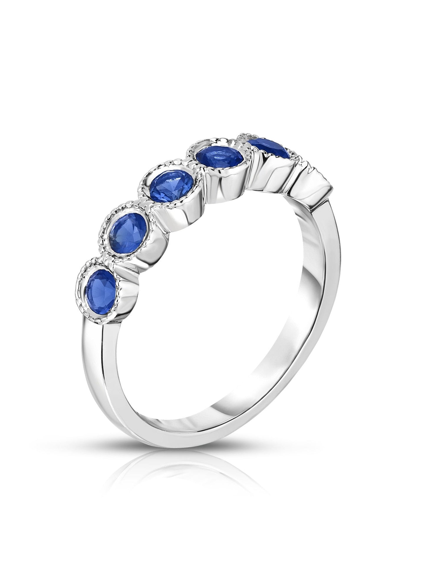 6-Stone Bezel 3MM Gemstone Ring in 14K White Gold