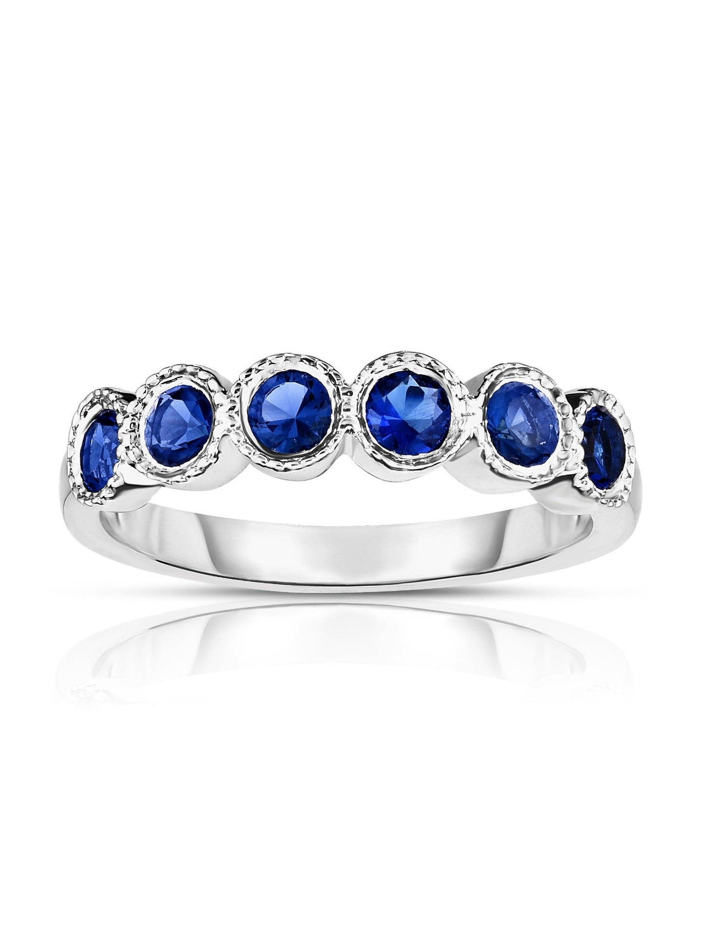 6-Stone Bezel 3MM Gemstone Ring in 14K White Gold