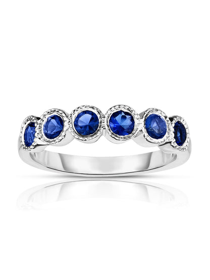 6-Stone Bezel 3MM Gemstone Ring in 14K White Gold