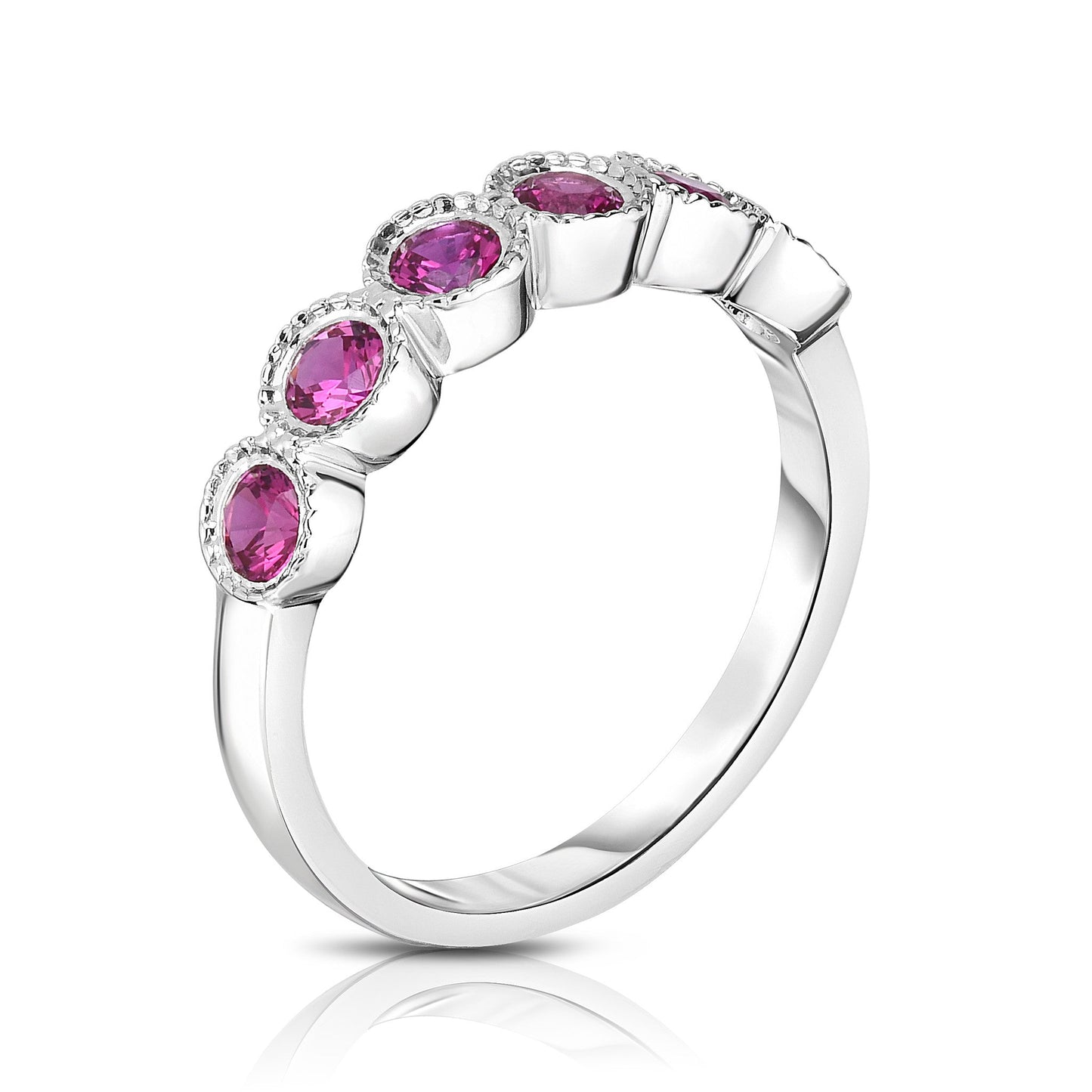 6-Stone Bezel 3MM Gemstone Ring in 14K White Gold
