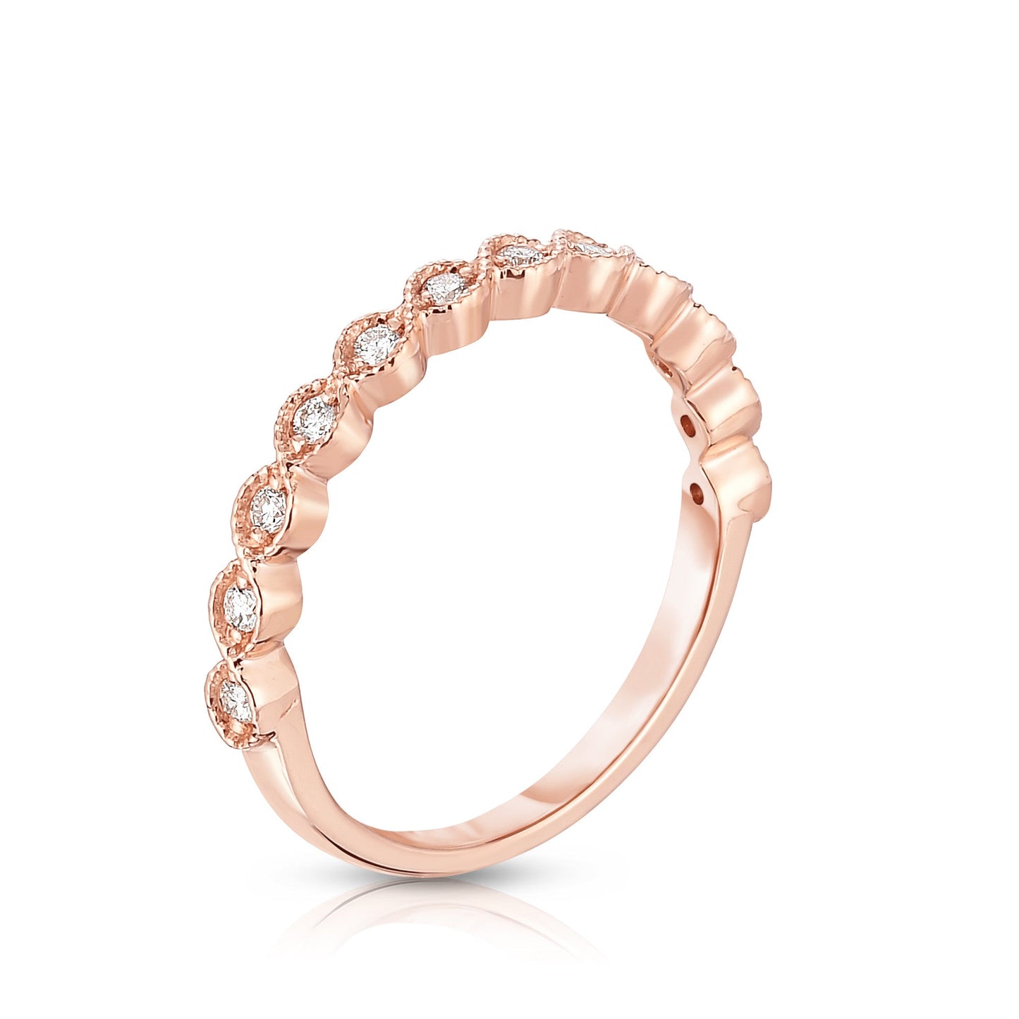 0.18Ct Diamond Stackable Miligrain Ring in 14K Gold