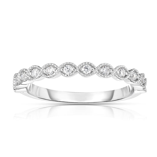 0.18Ct Diamond Stackable Miligrain Ring in 14K Gold