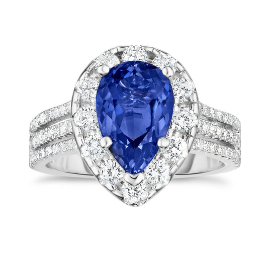 Tanzanite & 1.50Ct Diamond Engagement Ring in 14K White Gold