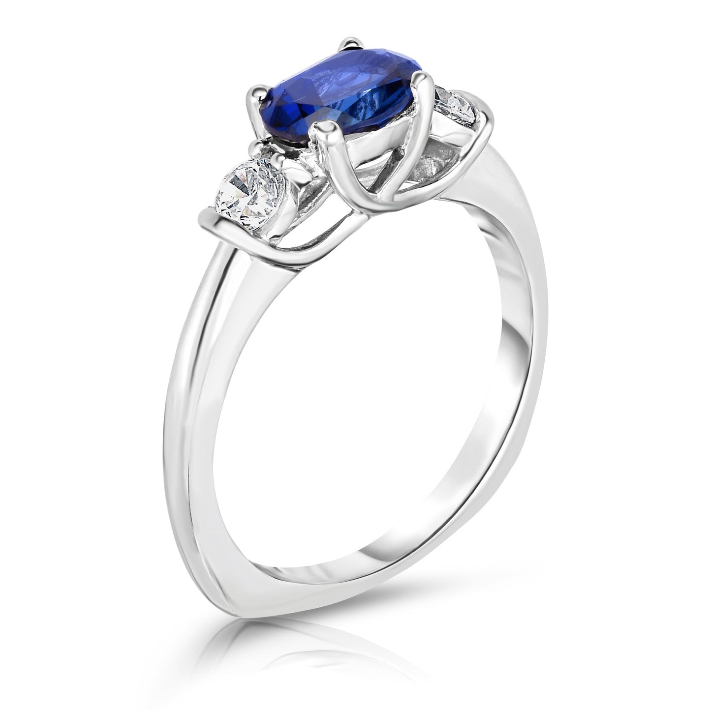 Oval Gemstone & Diamond Ring in 14K White Gold