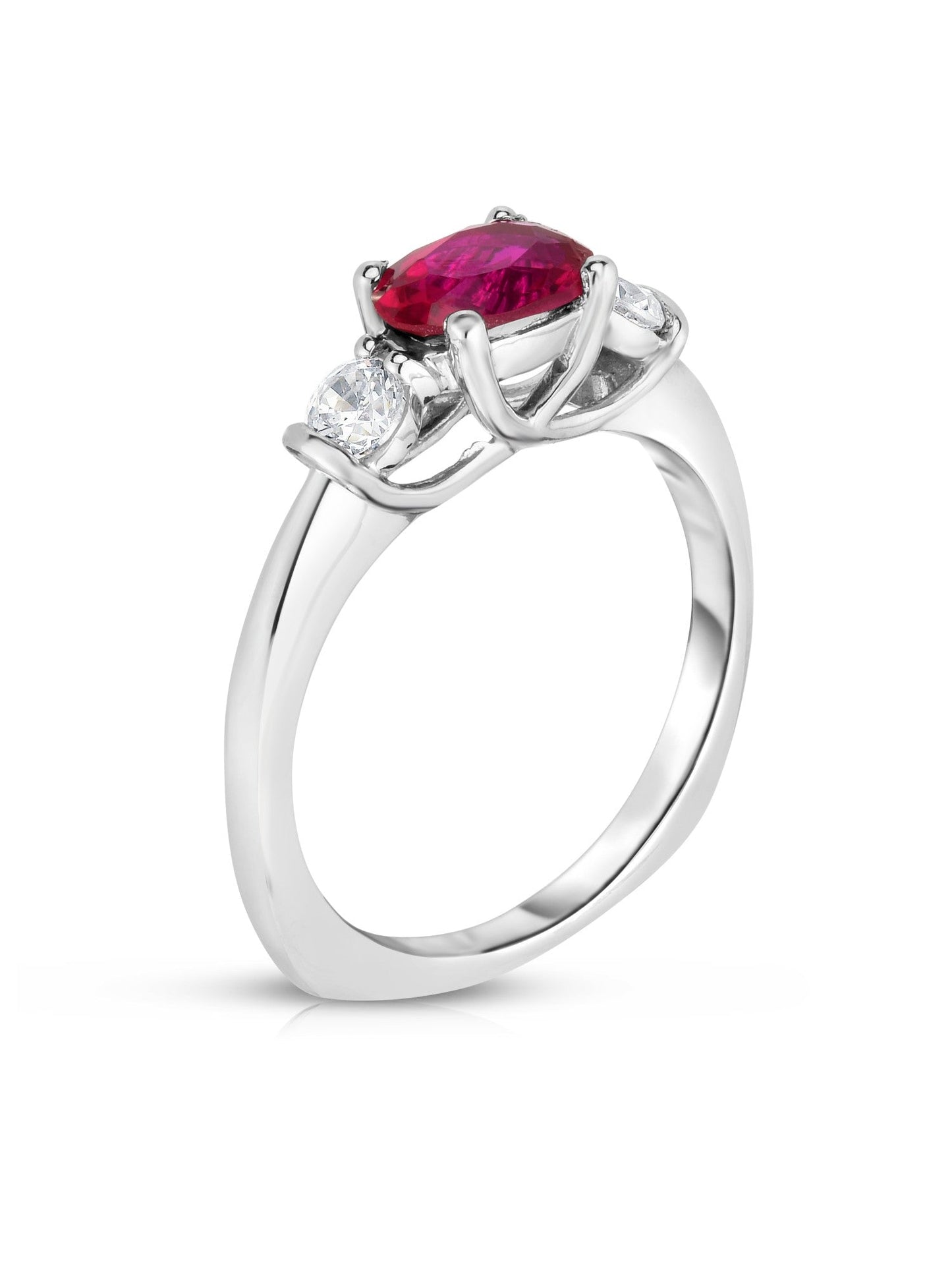 Oval Gemstone & Diamond Ring in 14K White Gold