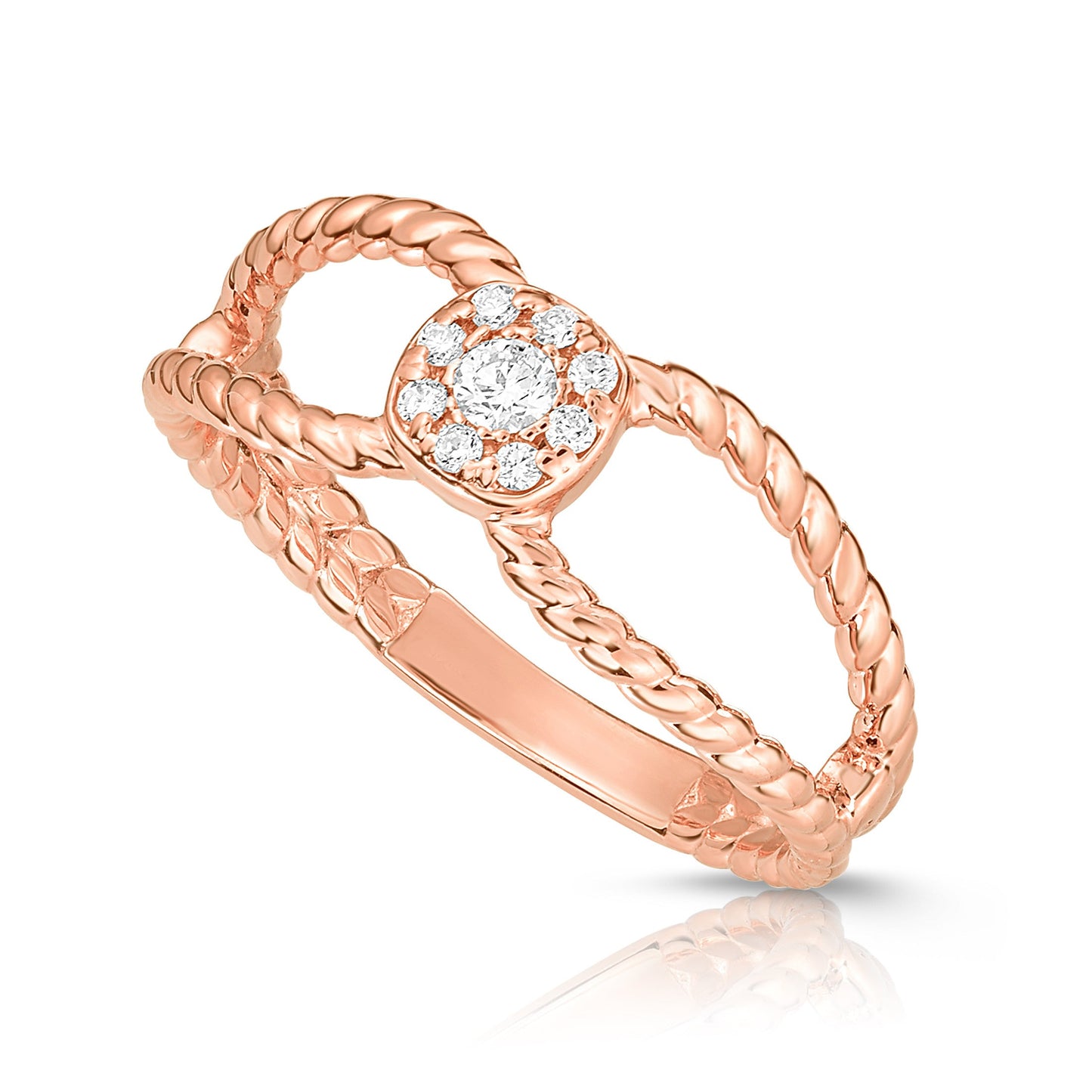 0.11Ct Diamond Twisted Stackable Cluster Ring in 14K Gold