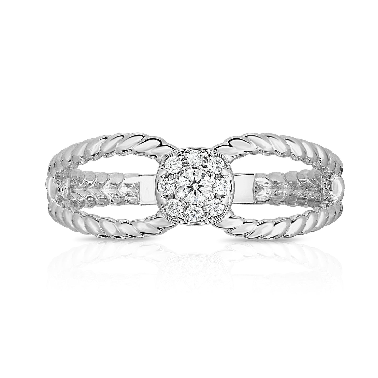 0.11Ct Diamond Twisted Stackable Cluster Ring in 14K Gold