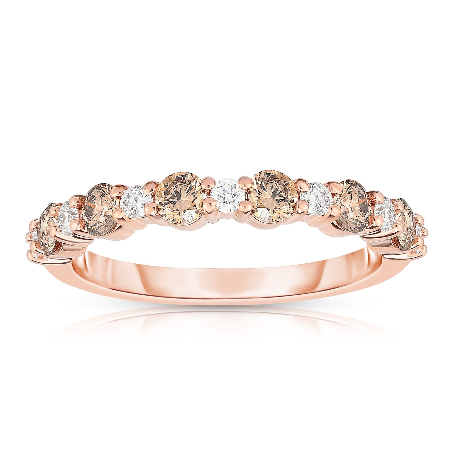 0.80Cttw Champagne & White Diamond Ring in 14K Rose Gold