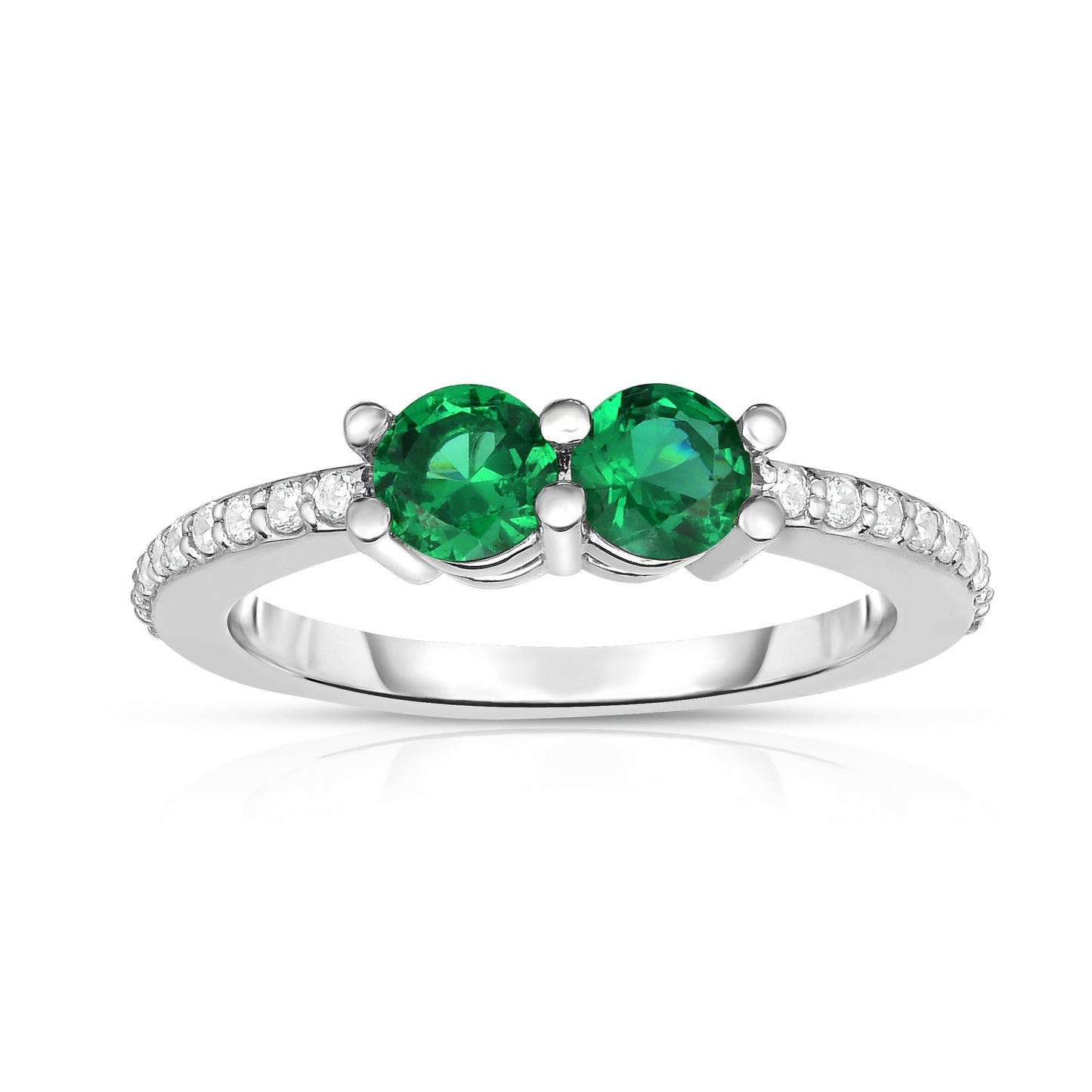 Gemstone and 0.12Ct Diamond Ever Us Ring in 14K White Gold