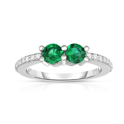 Gemstone and 0.12Ct Diamond Ever Us Ring in 14K White Gold